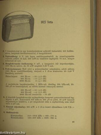 Rádió és televízió vevőkészülékek 1958-1959