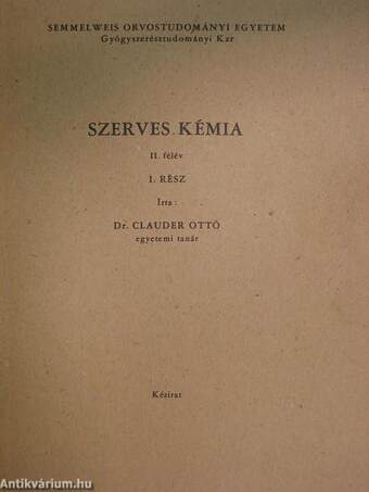 Szerves kémia II/I.