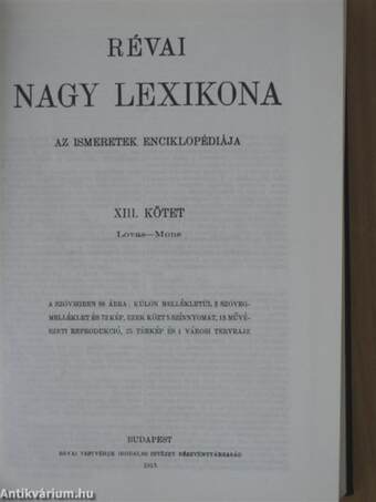 Révai nagy lexikona 13. (töredék)