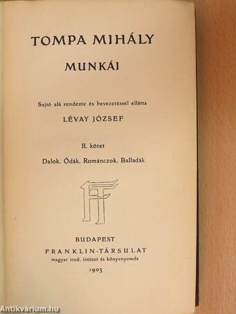 Tompa Mihály munkái II.