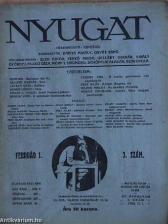 Nyugat 1922. február 1.