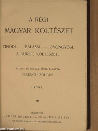 A régi magyar költészet I-II.