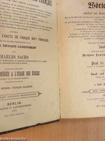 Dictionnaire Francais-Allemand et Allemand-Francais I./Französisch-deutsches und deutsch-französisches Wörterbuch I. (gótbetűs)