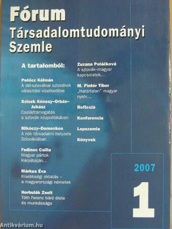 Fórum Társadalomtudományi Szemle 2007/1-4.