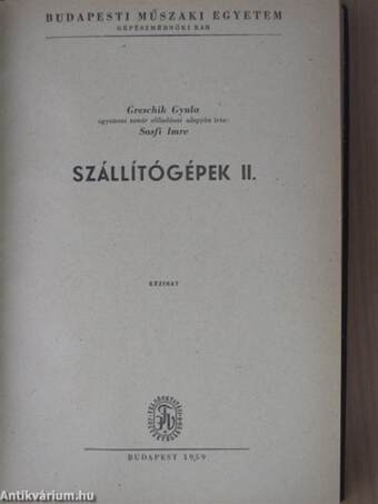 Szállítógépek I-II./Emelőgépek/Módszertani útmutató - Greschnik: Emelőgépek jegyzetének tanulásához 