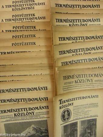 Természettudományi Közlöny 1932-1933., 1936., 1939-1944. (vegyes számok 29 db)/Pótfüzetek a Természettudományi Közlönyhöz 1940., 1942., 1944. (vegyes számok (5 db)