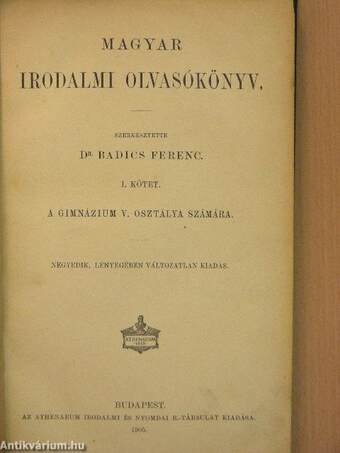 Magyar irodalmi olvasókönyv I.
