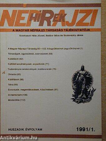 Néprajzi Hírek 1990/1.