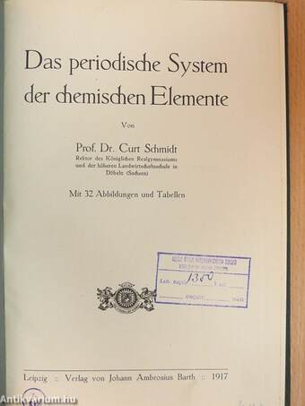 Das periodische System der chemischen Elemente