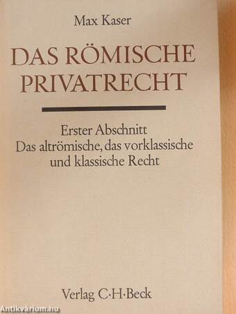 Das Römische Privatrecht I.