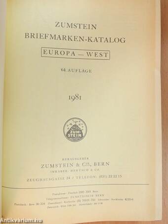 Briefmarken-Katalog Zumstein - West Europa 1981