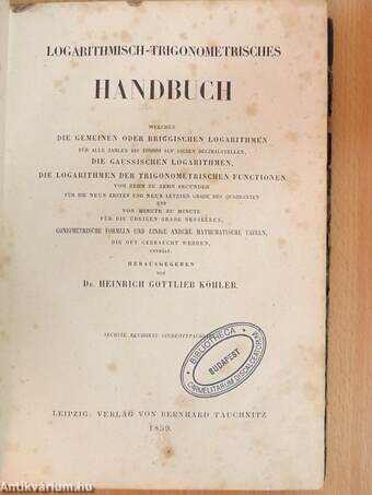 Logarithmisch-Trigonometrisches Handbuch