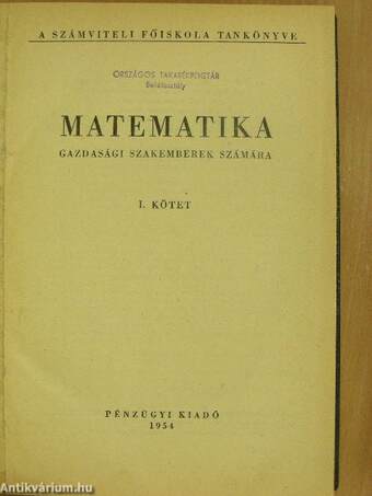 Matematika I.