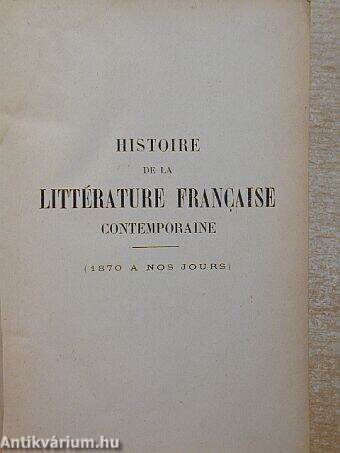 Histoire de la littérature francaise contemporaine