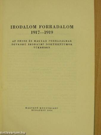 Irodalom forradalom 1917-1919