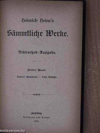 Heinrich Heine's sämmtliche Werke 3. (gótbetűs)