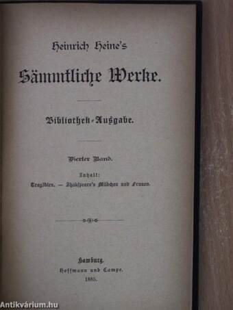 Heinrich Heine's sämmtliche Werke 4. (gótbetűs)
