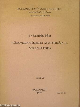 Környezetvédelem analitikája II./Vízanalitika