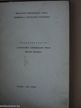Mátravidéki Szénbányászati Tröszt technológiai előirásainak gyüjteménye