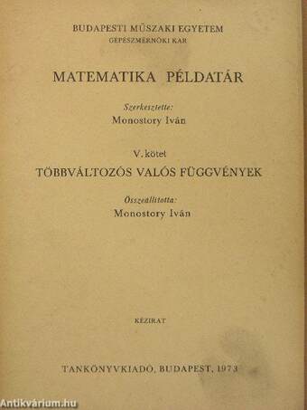 Matematika példatár V.