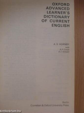 Oxford Advanced Learner's Dictionary of Current English