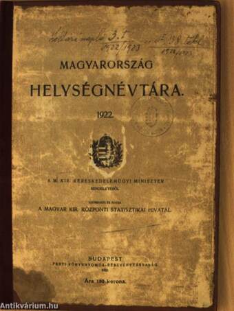 Magyarország helységnévtára 1922.