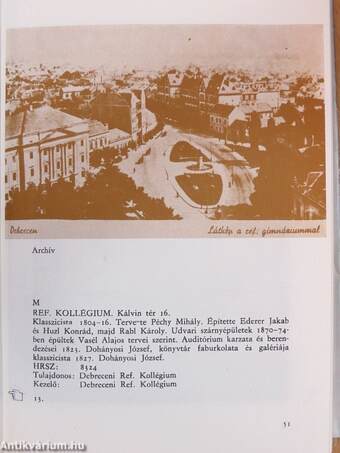 Debrecen műemléki katasztere 1987