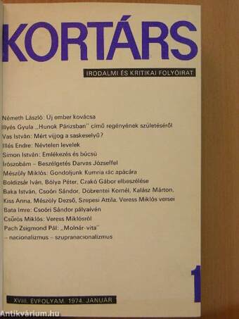 Kortárs 1974. január-június (fél évfolyam)